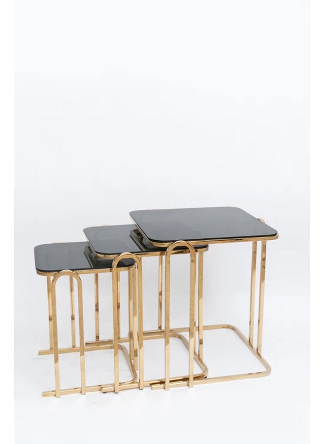 طقم أقفال مربعة من ثلاث أذرع متشابكة من الفولاذ المقاوم للصدأ الذهبي، طراز ليبرا سكوير